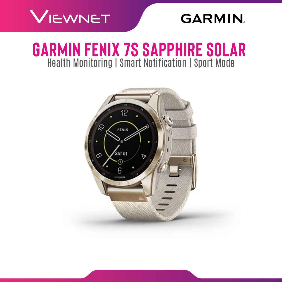  Garmin Fenix 7S / Fenix 7S Sapphire Solar Smartwatch with Health Monitoring, Smart Notification, Sport Mode, Garmin Connect App