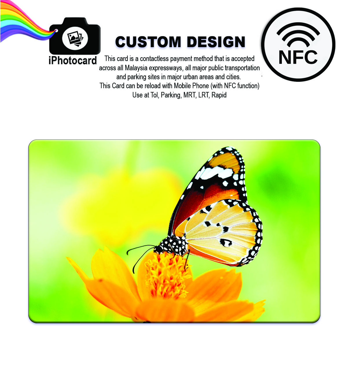 Touch n Go Card NFC TNG - CUSTOM DESIGN - BUTTERFLY - Card with NFC function
