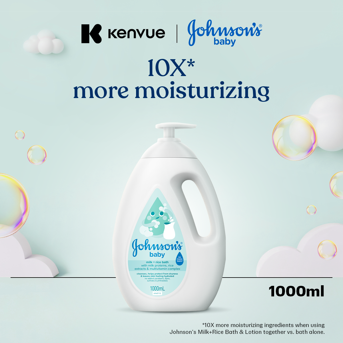 Johnsons Baby Milk + Rice Bath 1000ml