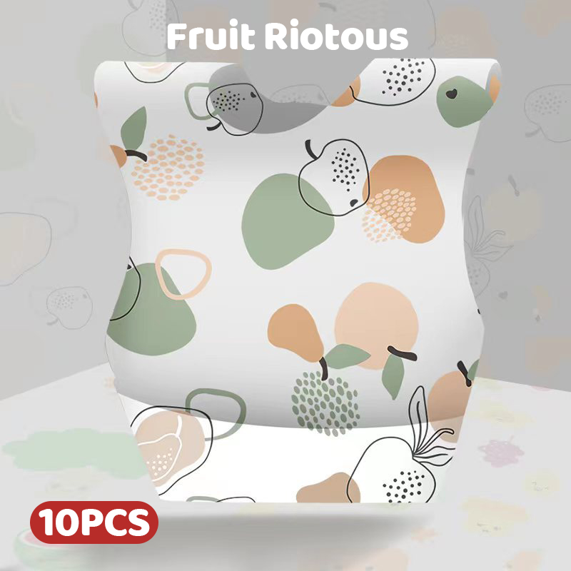 10PCS Disposable Baby Bib Travel Waterproof Bib Lapik Makan Baby Eating Bibs Feeding Apron Paper Bib Individual Pack 一次性围兜 围嘴围兜