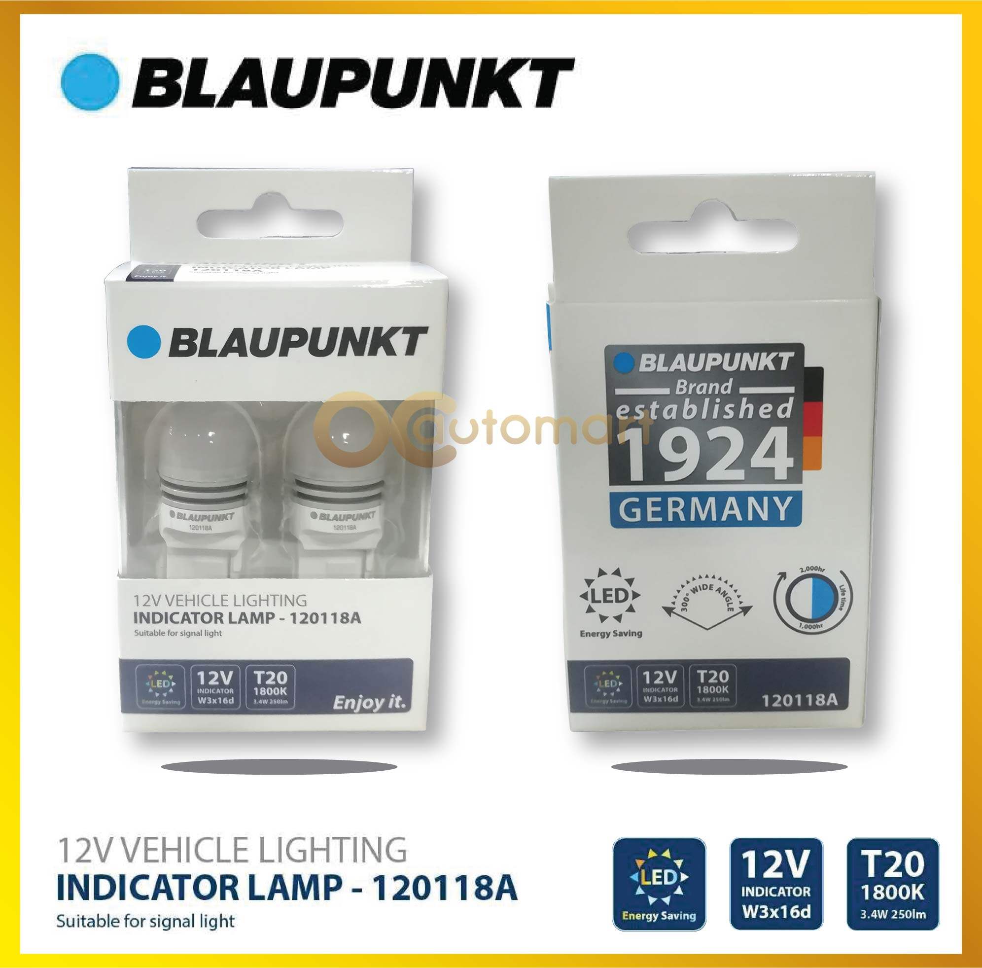 BLAUPUNKT INDICATOR LAMP 120118A 12V VEHICLE LIGHTING T20 1800K BULB