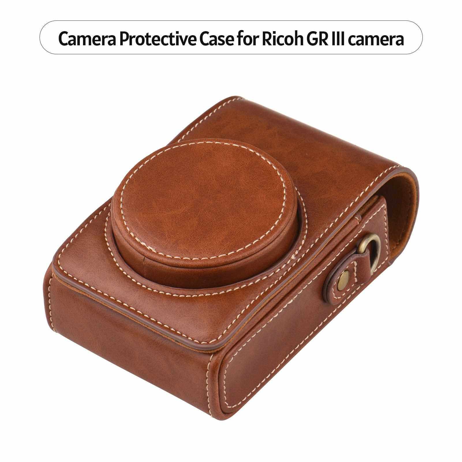 People's Choice Portable Camera Case Carry Bag Synthetic Leather with Shoulder Strap Replacement for Sony RX100/ RX100 II/ RX100 III/ RX100 IV/ RX100V/ RX100 VI/ RX100 VII/ ZV1 for Ricoh GR2/ GR3 (Brown)