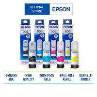 Epson 003 Original Refill Ink Bottle Dye Cartridge with Ultra High Capacity (Black Cyan Magenta Yellow) for L3210 L3216 L3250 L3256 L3550 L3556 l5290 L5590