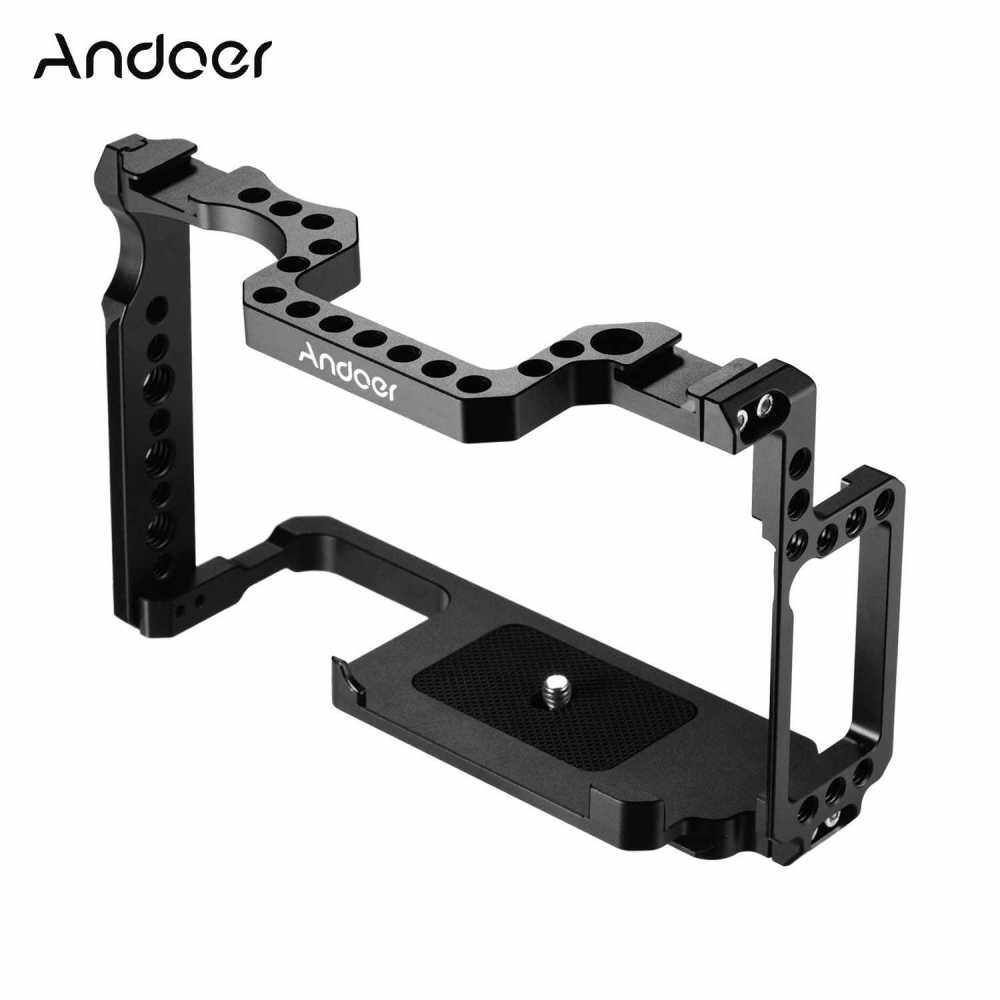 Andoer Camera Cage Aluminum Alloy with 1/4 Inch & 3/8 Inch Screw Holes Dual Cold Shoe Mount Compatible with Canon 5DS 5DR 5D Mark IV/III/II (Standard)