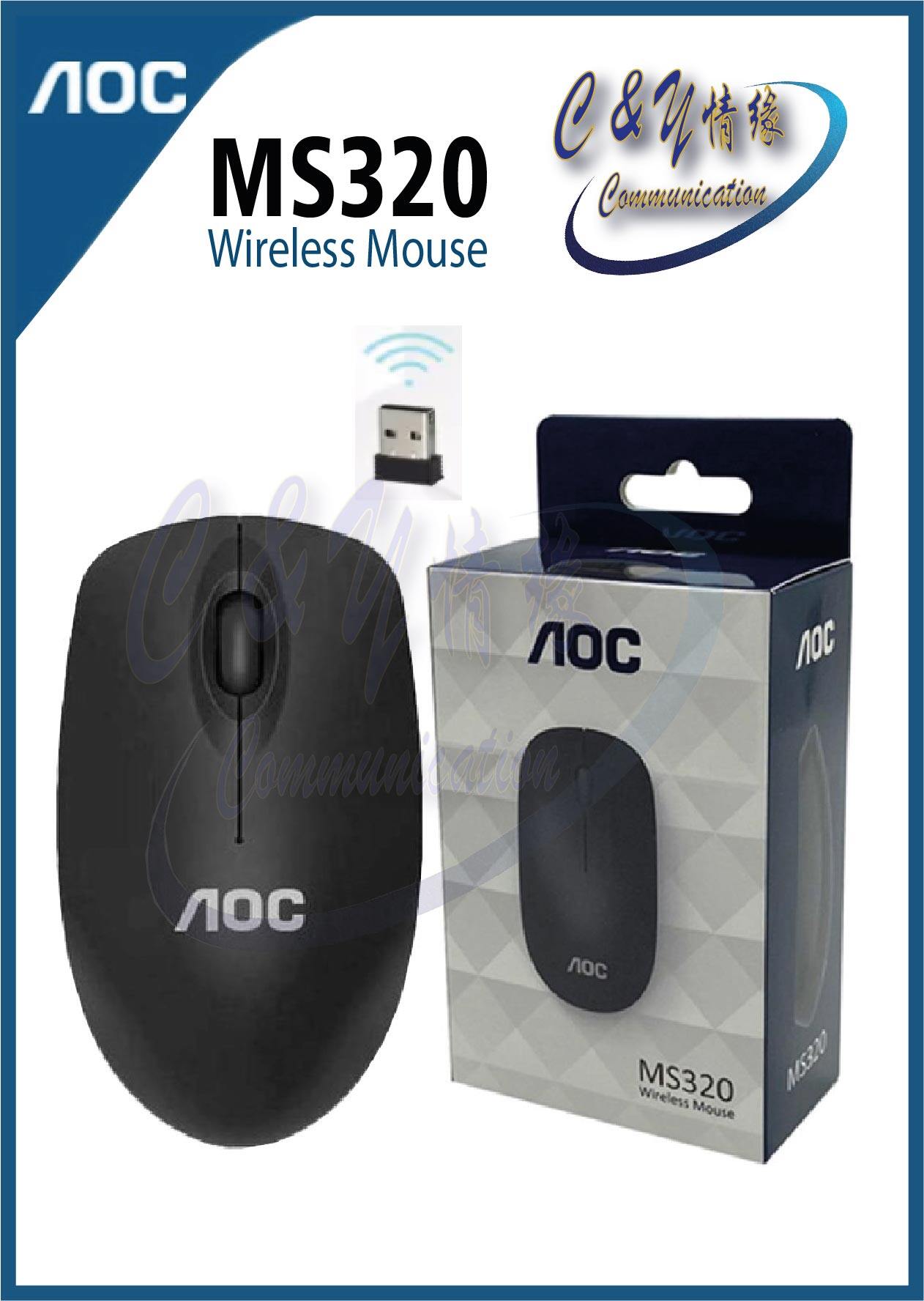 [Ready Stock]AOC MS-320 Wireless Mouse 2.4GHz USB Receiver Gaming Optical Game Mice For Laptop PC Computer