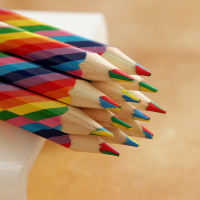 DUKEEN 4pcs/pack Kawaii 4 Color Concentric Rainbow Pencil Crayons Colored Pencil Set Art School Supplies for Painting Graffiti Drawing