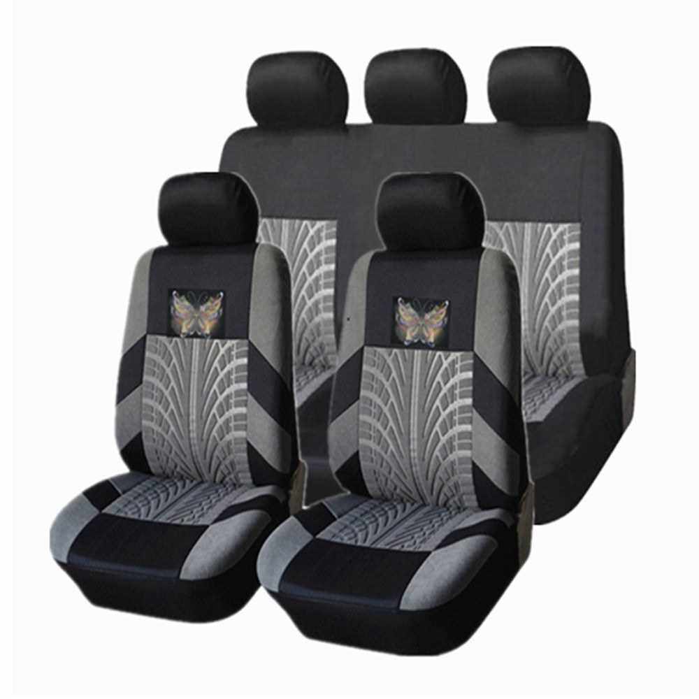 Car Seat Covers Front and Rear Split Bench Protection 5 Seaters Easy to Install Compatible with 90% Vehicles (Auto Truck Van SUV) (Gy)