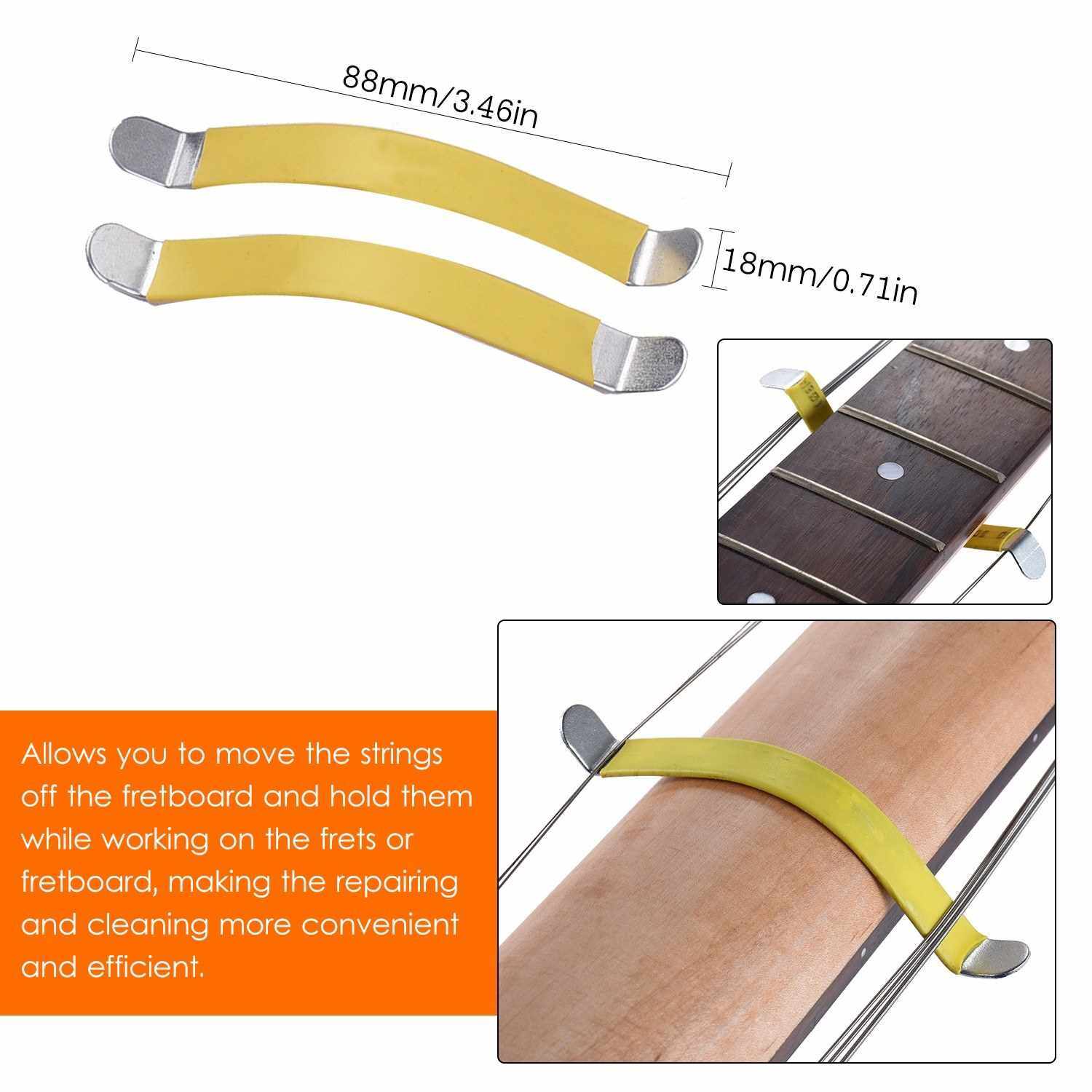 Guitar Repair Maintenance Tools Kit Including Guitar Frets File + Leveling Ruler + 15CM Leveling Bar + String Separator + Fingerboard Guard + Sandpaper (Standard)