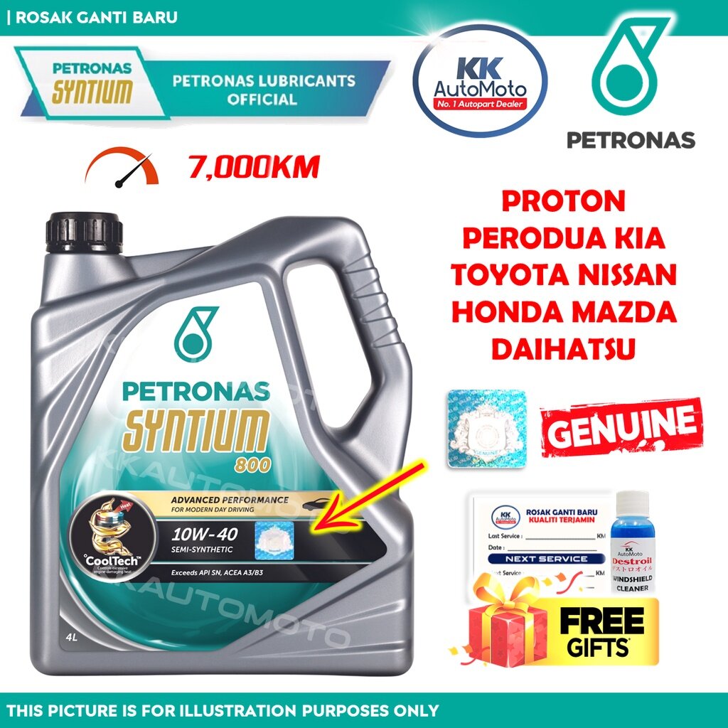 100% Original Petronas Syntium 800 APN SN/CF 10W-40 10W40 4L Semi Synthetic Engine Oil Minyak Hitam Sintetik Kereta KK AutoMoto