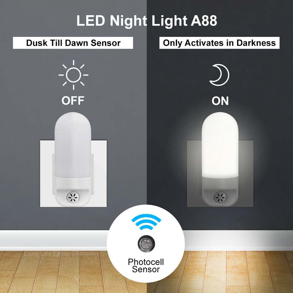 Automatic LED Night Light Plug in Energy Saving Dusk 2 Dawn Sensor Kids Light