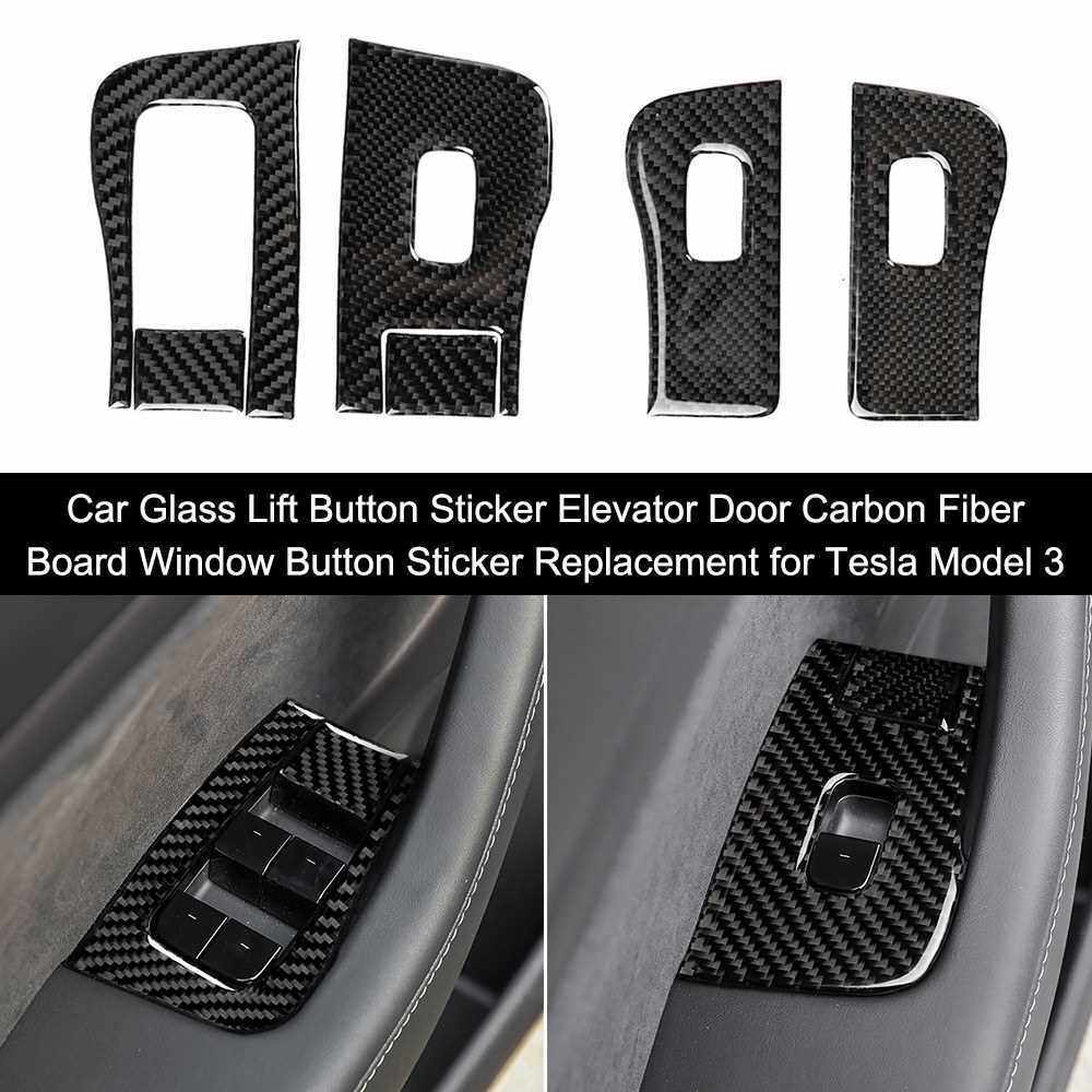 Car Glass Lift Button Sticker Elevator Door Carbon Fiber Board Window Button Sticker Replacement for Tesla Model 3 (Standard)