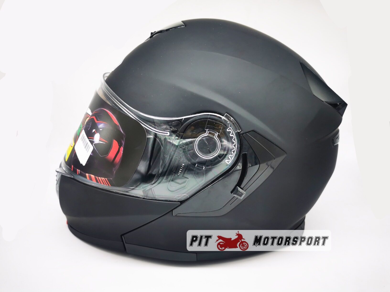 MHR Full Face Flip Up Double Visor Helmet FF329 Matt Black Motor Accessories Protec Protection Matte Hitam  M