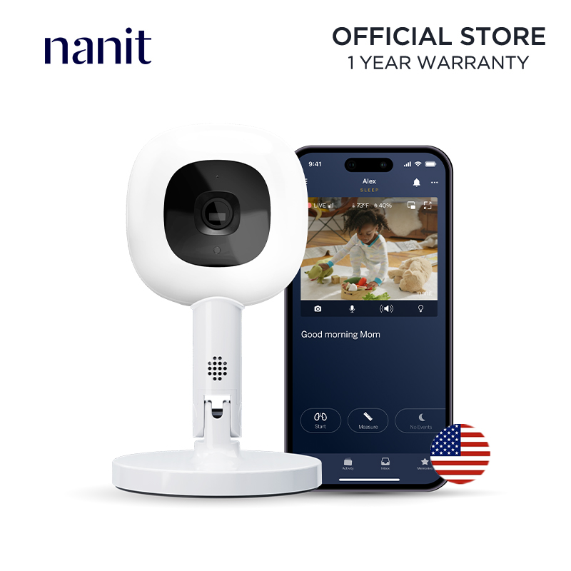 nanit Baby Monitor Pro Smart WiFi Camera Flex Stand Portable Monitor for Breath Tracking Night Vision 2-Way Talk Back Smart Alerts and Tracking Temperature Humidity Soothing Baby to Sleep