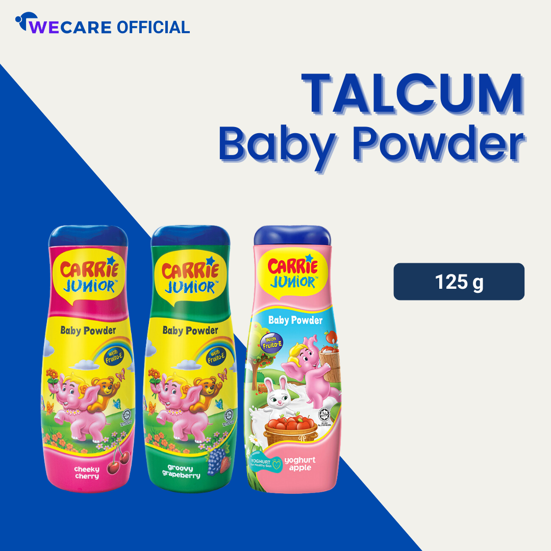 Carrie Junior Baby Powder / Talc (125g / 280g / 450g) - (Cheeky Cherry / Groovy Grapeberry / Yoghurt Apple) | We Care