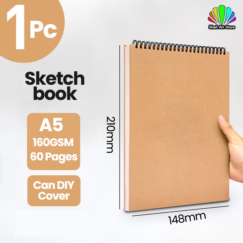 Buku Lukisan A4/A5 Sketchbook 160GSM 60Papers Thick Paper with Double Spring Sketch Book for Drawing Graffitis Fine Arts Student Drawing Pad 素描本
