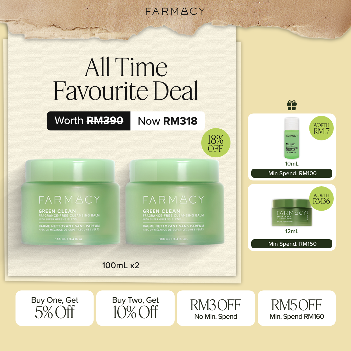 Farmacy Green Clean Fragrance Free Cleansing Balm