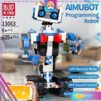 宇星模王积木 Mould King 13063 2.4Ghz Remote Control RC Aimubot Programming Robot Android White Blue Bricks Block Mould King Team