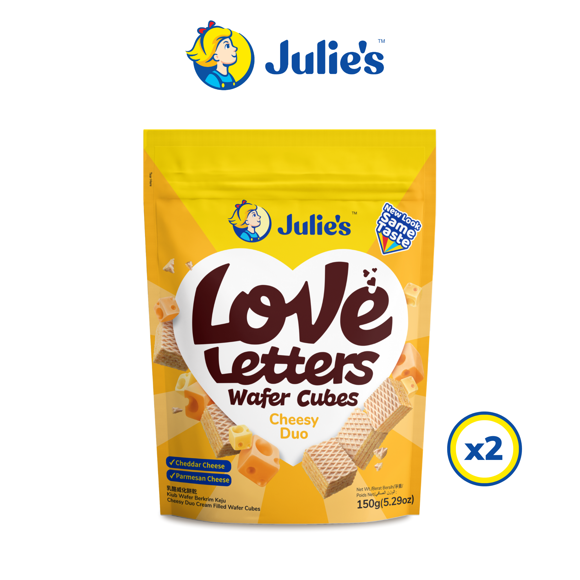Julie\'s Love Letters Wafer Cubes Cheesy Duo 150g x 2 packs