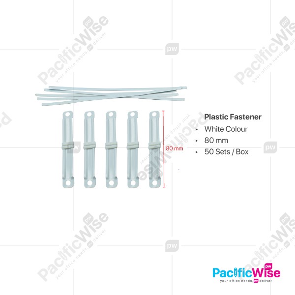 Plastic Fastener Paper Binder | 80mm White & Colour (50pcs/Box)