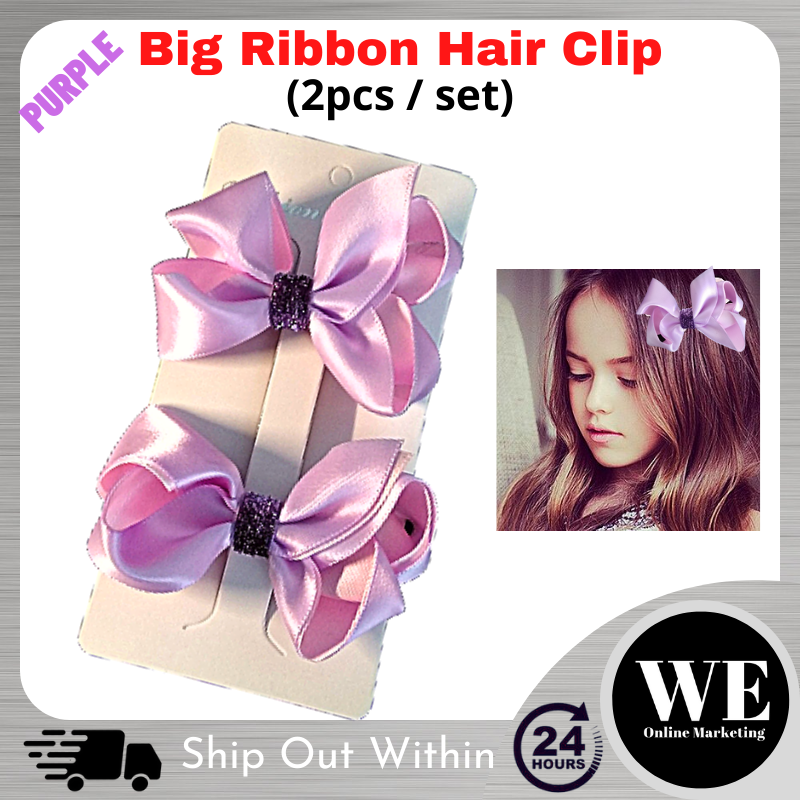 (Ready Stock) 2pcs/set Princess Series Big Ribbon Hair Clip - Cute Baby Girl Kid Children Hair Clip Pengepit Rambut Kanak-kanak Anak Perempuan Kids Hair Accessories Reben