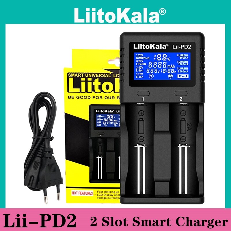 {Xiaoq cửa hàng tạp hóa} LiitoKala Lii-PD4 Lii-PD2 LCD 3.7V/1.2V Nimh 18650 18350 18500 21700 20700 