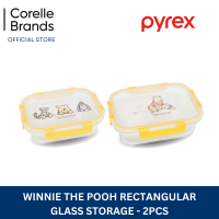 PYREX Winnie The Pooh 640+1050ml Rectangular Glass Storage - 2pcs - Misty Morning Collection