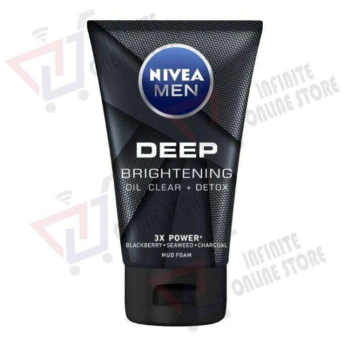 NIVEA MEN DEEP Brightening White Oil Clear Mud Foam Cleanser (100g)