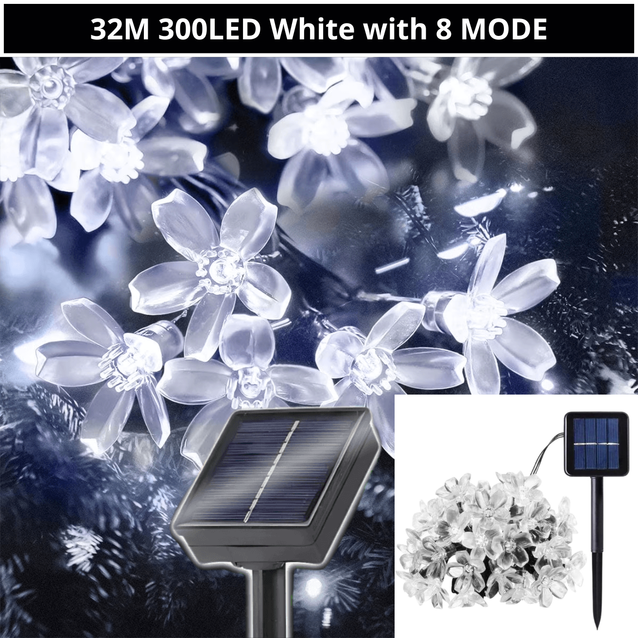 HOMEKING | Solar Cherry Blossom String Lights 20/100/300 LED Outdoor Solar Sakura Fairy String Lights Flower Fairy Lights Outdoor Garden Lawn Wedding Party Light
