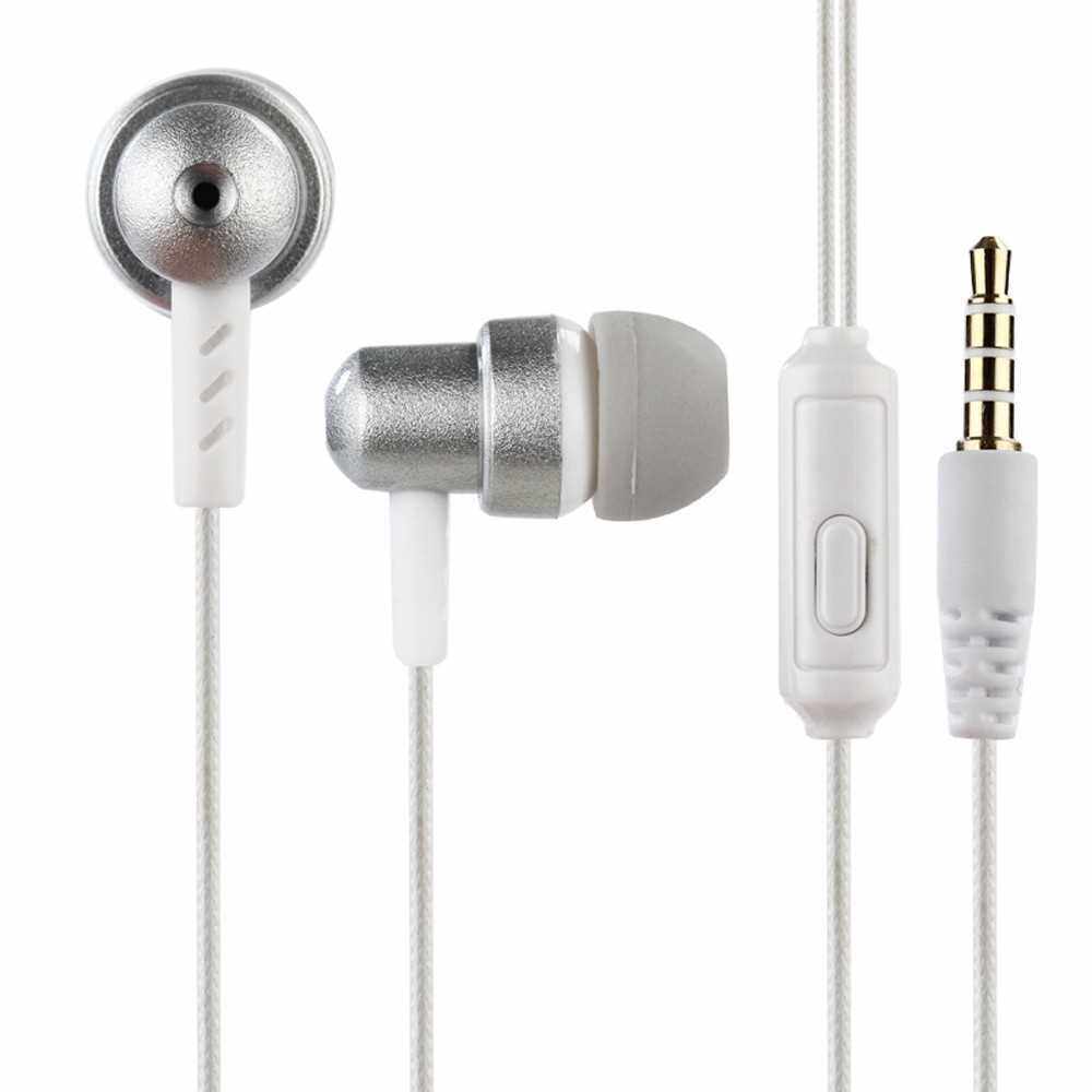 K2 3.5mm Wired Headphones In-Ear Headset Stereo Music Earphone Smart Phone Earpiece Earbuds In-line Control w/ Microphone (Silver)