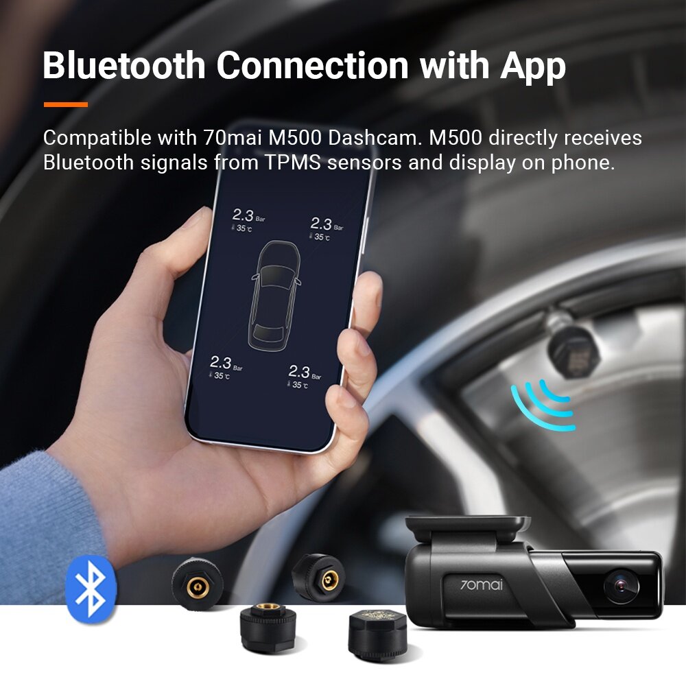 70mai M500 TPMS External Tyre Pressure Sensor with App Control