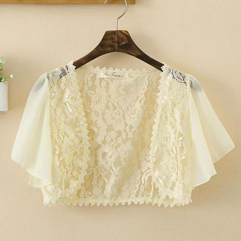 Fashion Lace Shawl Women Elegant Mesh Cardigan Ladies Bride Wedding Thin All-Match Mesh Lightweight Jacket Coat Sun Protection Clothing - 2