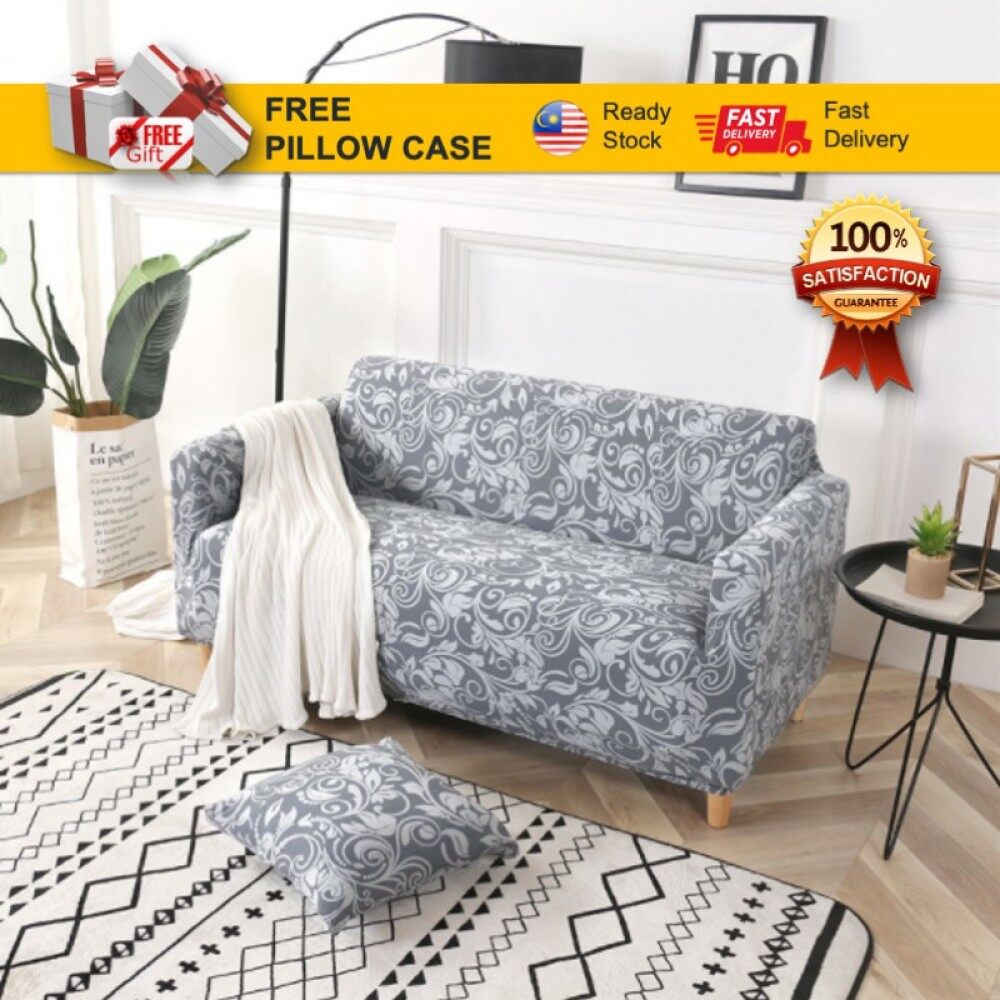 [ READY STOCK + FREE GIFT ] Sofa Covers Slips Elegant Royalle Floral Sarung Sofa Couch Cover Free Pillow Case Home Decor Percuma Sarung Bantal Easy Elastic Universal For Most Modern Sofa Protector