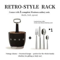 SMEG Cream Style Kitchen Stainless Steel Tableware Dinnerware Set Kitchen Storage Rack fork and spoon storage