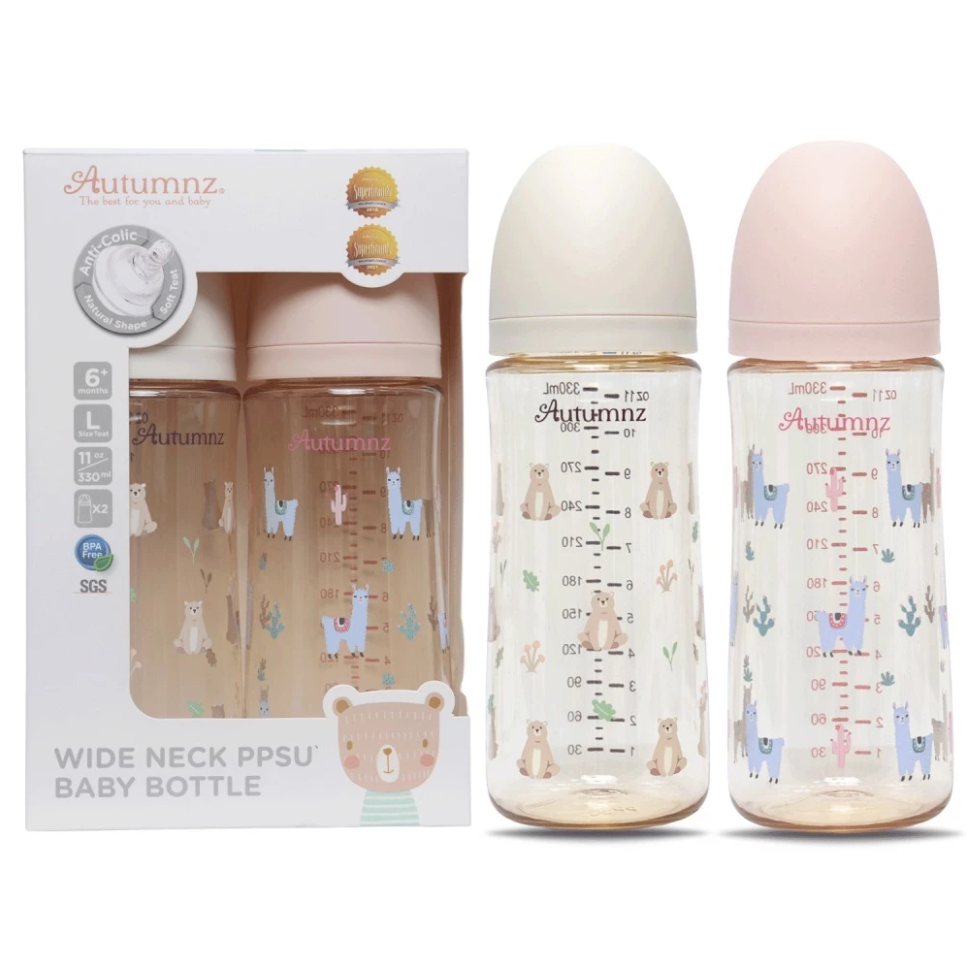 Autumnz PPSU Baby Bottle Wide Neck Feeding Bottle Baby BPA-Free 4oz/6oz/8oz/10oz (SINGLE Pack)