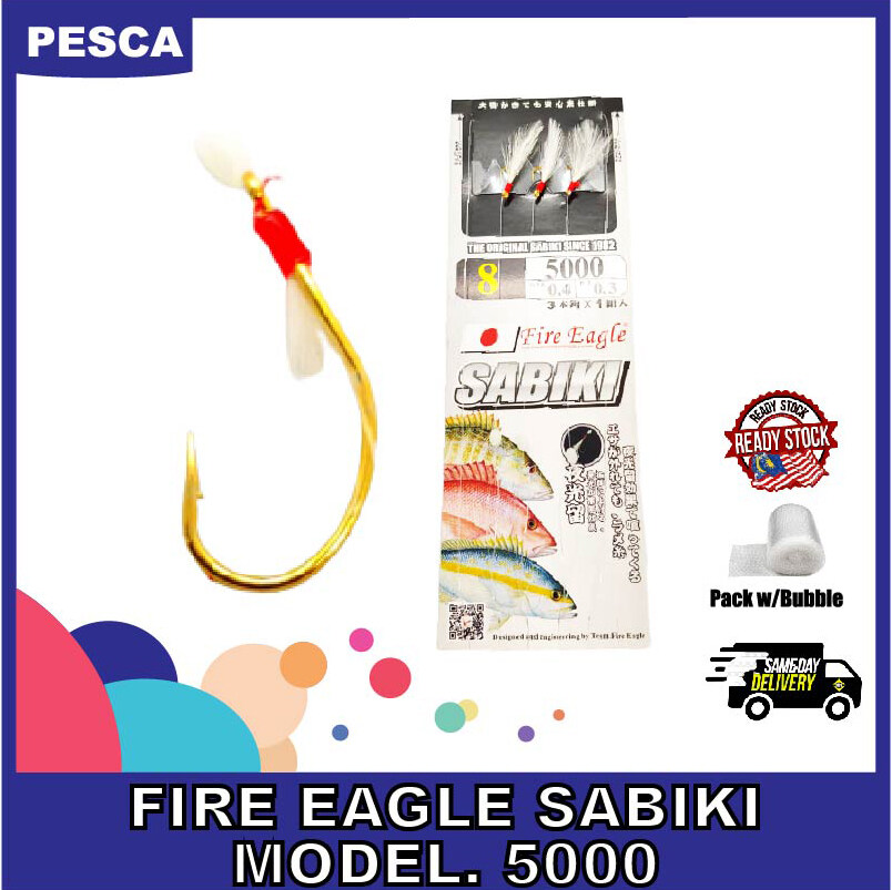 PESCA - Fire Eagle Sabiki Hook (Model No.5000) Size 22, 20, 16, 14, 8 Apollo Hook Sabiki Rig Apollo Rig Fishing Hook Ready Stock
