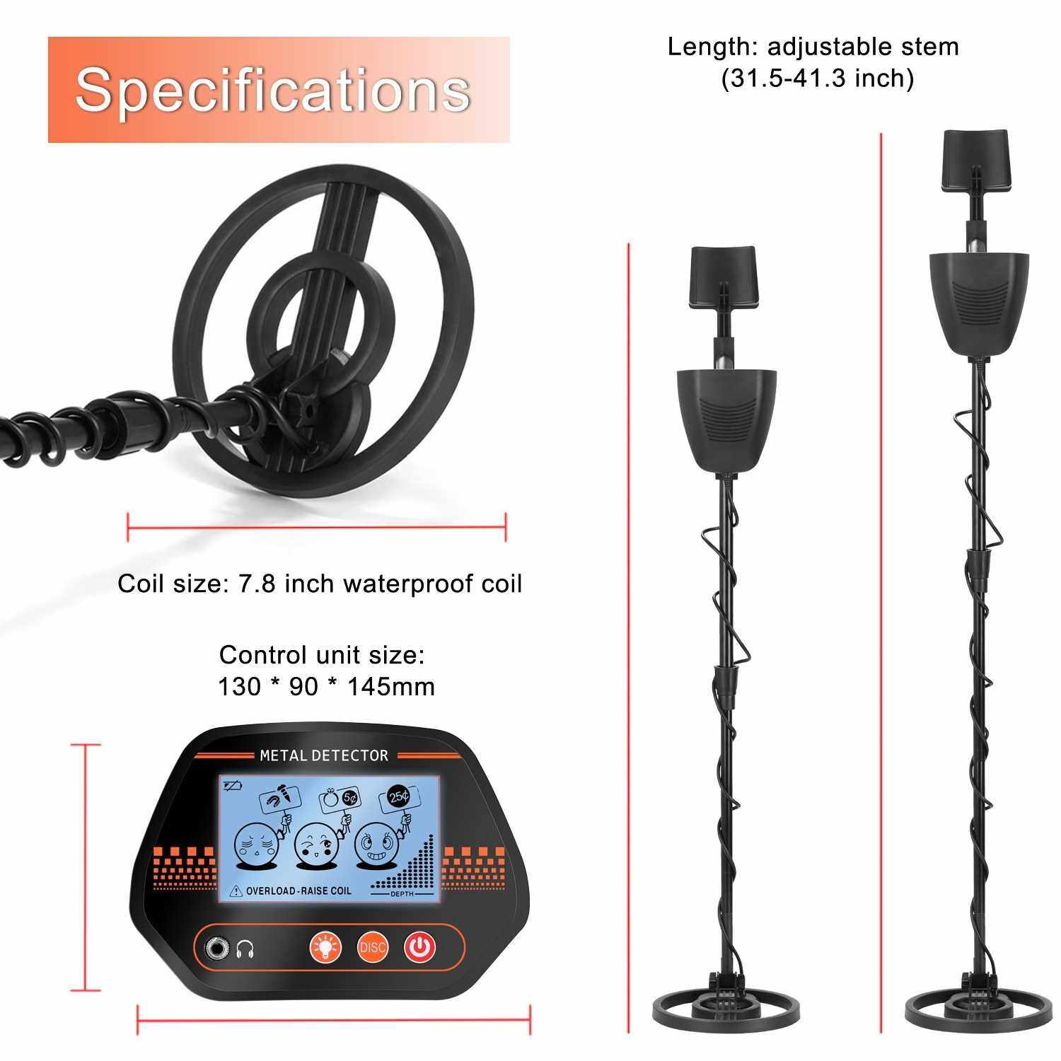 MD830 Portable Easy Installation Underground Metal Detector High Sensitivity Jewelry Treasure Gold Metal Detecting Tool Finder with 3 Adjustable Modes Larger Back-lit LCD Display 3 Audio Tone and DISC Mode for Adults and Kids (3)