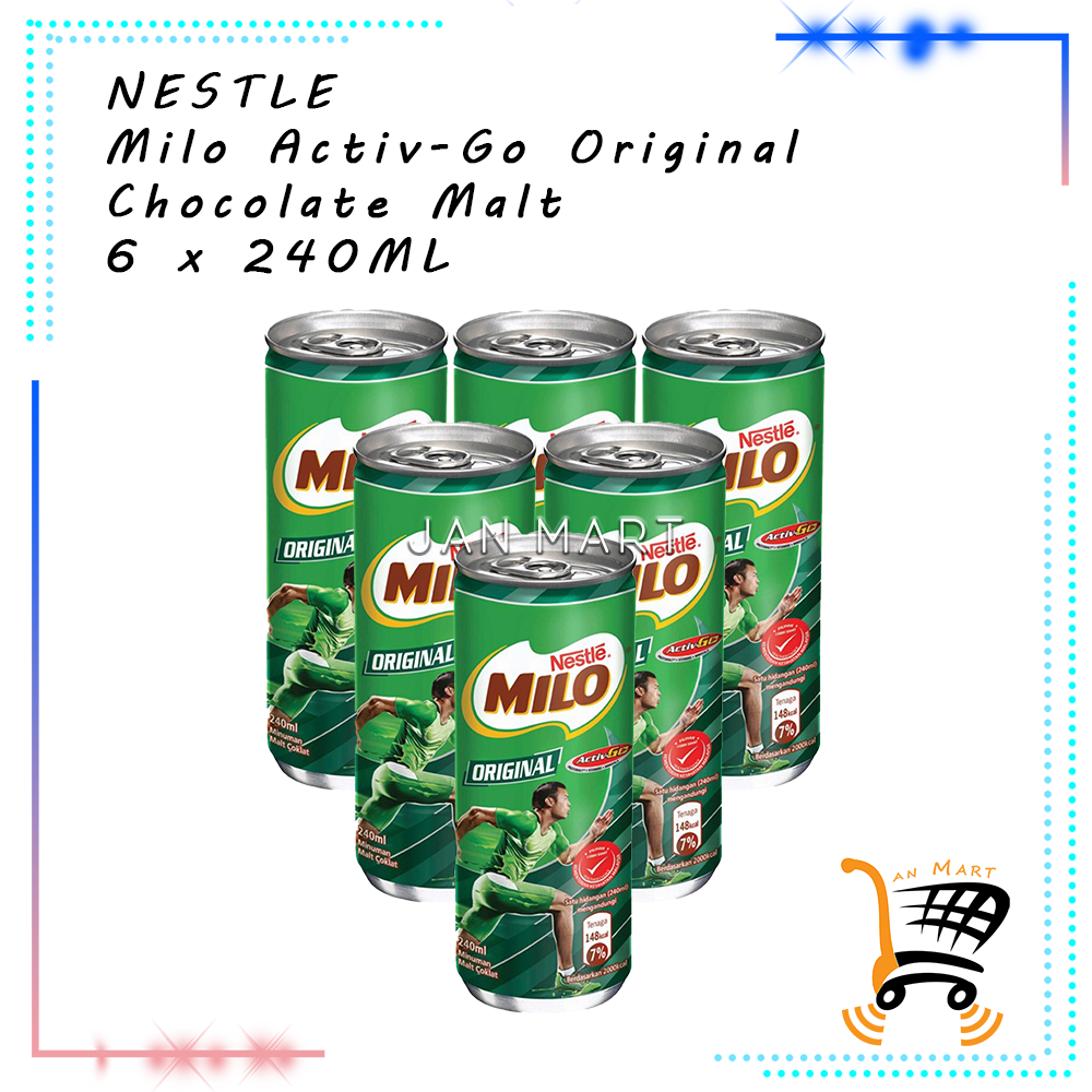 NESTLE Milo Can Original Chocolate Malt 6 x 240ML