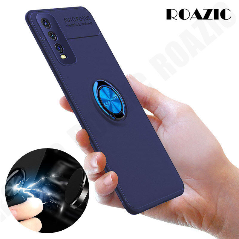 ROAZIC Ốp Lưng Điện Thoại Vivo Y12s, Ốp Lưng Có Vòng Nam Châm, Ốp Silicon Mềm Bảo Vệ 360