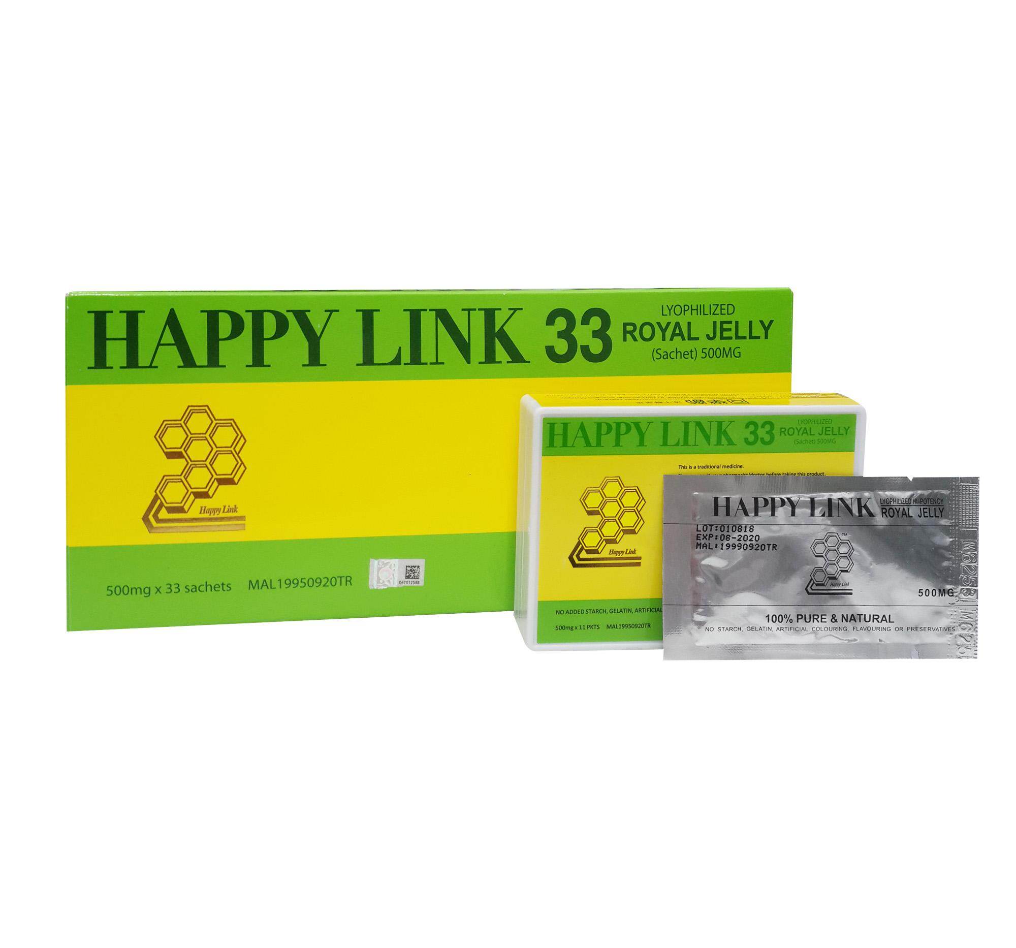 Happy Link Royal Jelly 500mg x 33sachets New PGMall