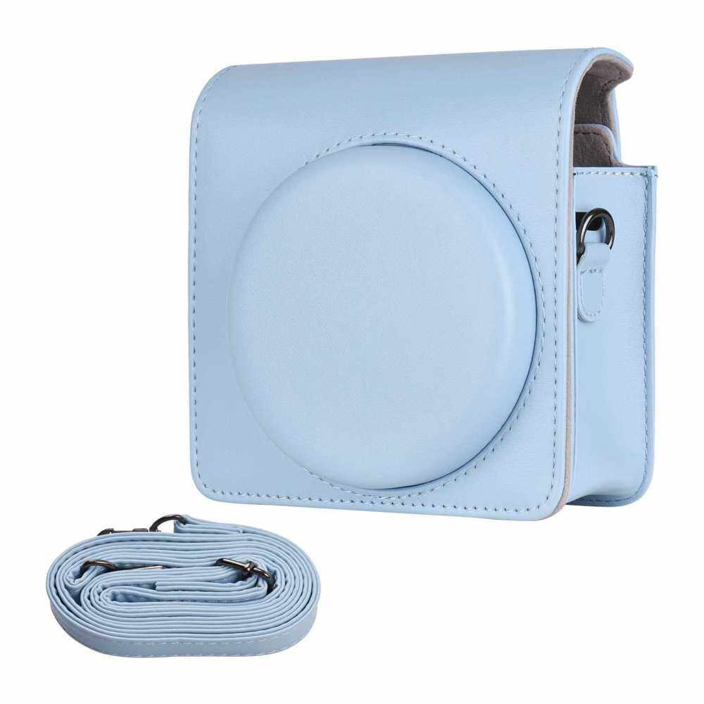 Portable Instant Camera Case Carry Bag PU Leather with Shoulder Strap Compatible with Fujifilm Fuji SQUARE SQ1 Instant Camera (Light Blue)
