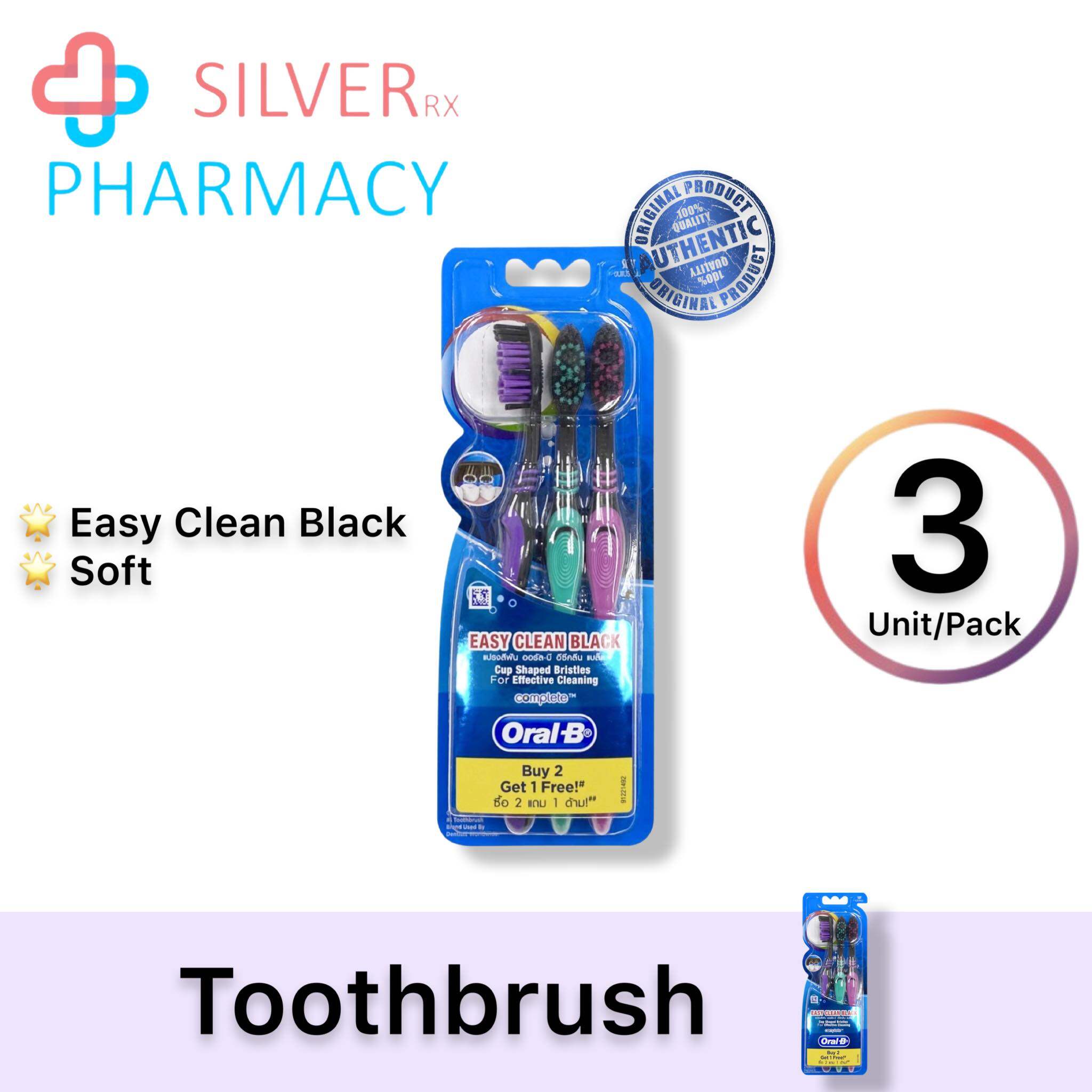 Oral-B Easy Clean Black Toothbrush [3\'s/Pack] [Single/Twin]