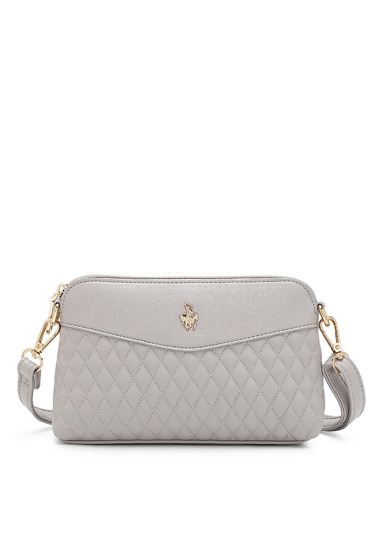 SWISS POLO Ladies Chain Quilted Sling Bag HJM 545-4 LIGHT GREY