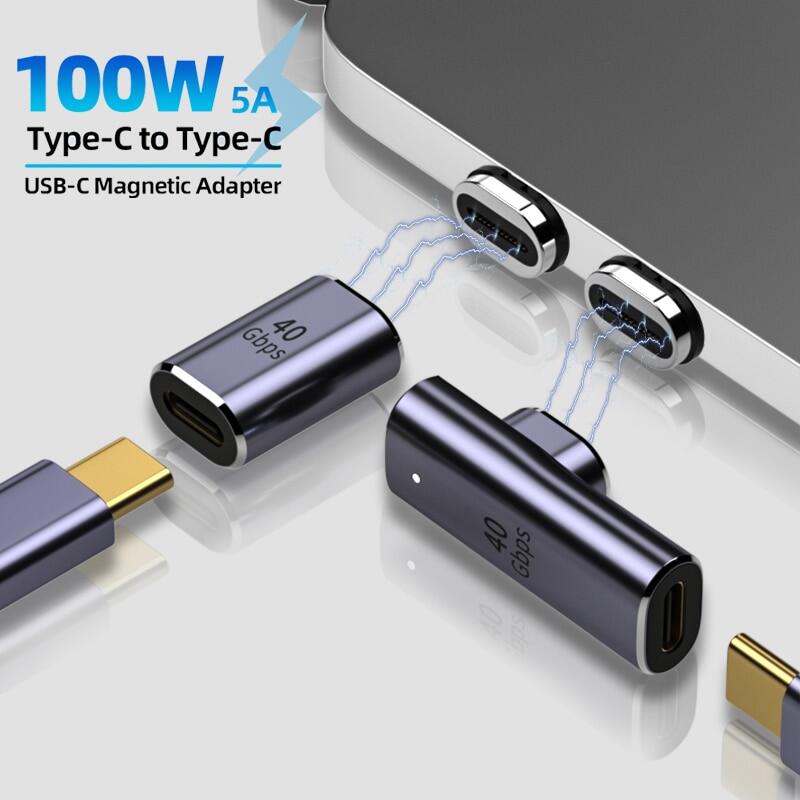 Bộ Chuyển Đổi USB Type C Đầu Cắm Chuyển Đổi Từ Tính USB C Sang Type C 100W Bộ Truyền Dữ Liệu Sạc Nhanh PD Đầu Nối 24 Chân 40 Gbps
