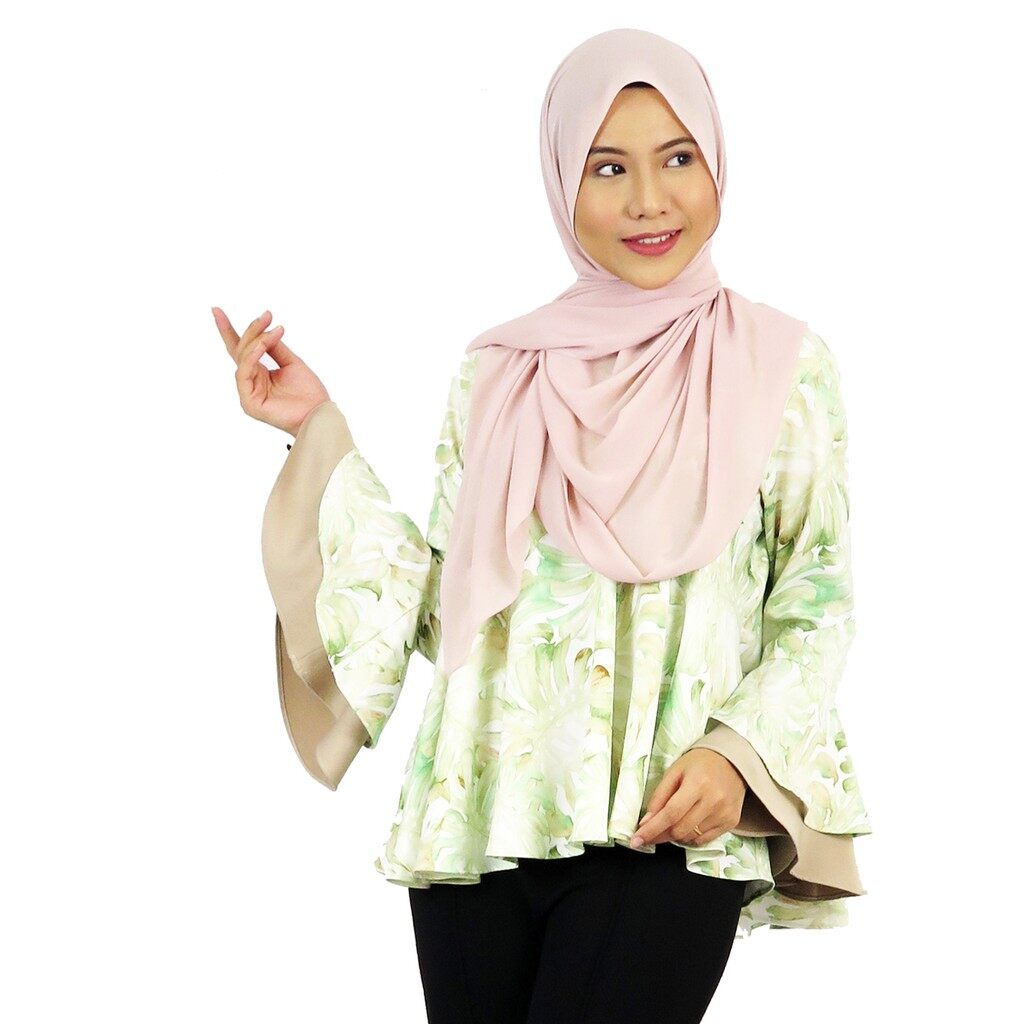 BLOUSE WANITA BLOUSE PEPLUM TANGAN KEMBANG