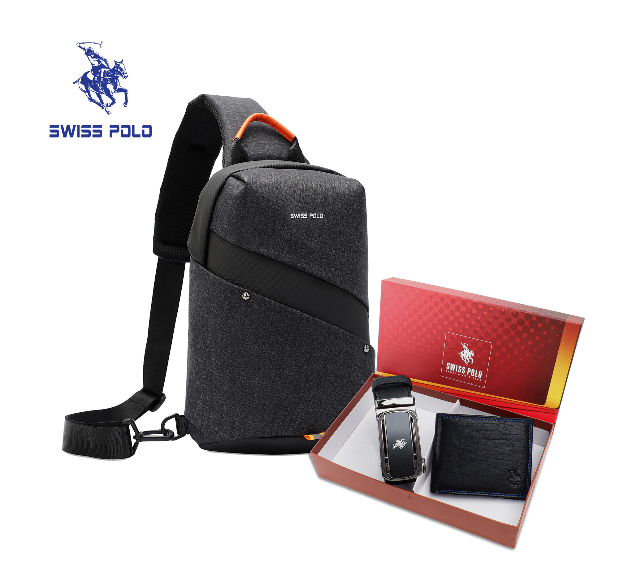 SWISS POLO Gift Set/ Box Wallet With Belt SGS 549 BLACK