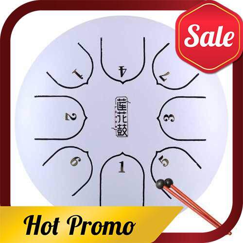 6in Metal Tongue Drum Mini 8-Tone Hand Pan Drums with Drumsticks Percussion Musical Instruments (White)