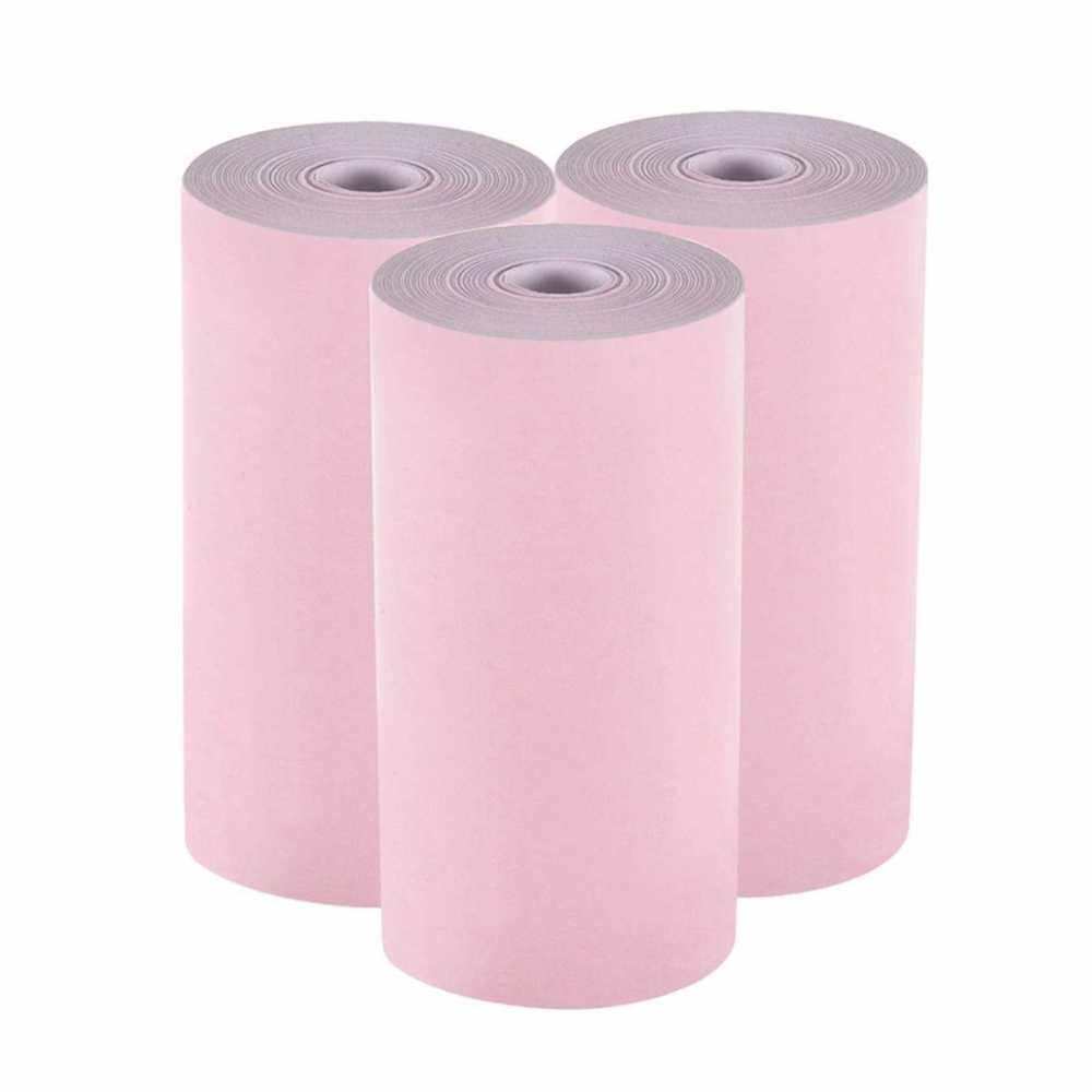 Color Thermal Paper Roll 57*30mm Bill Receipt Photo Paper Clear Printing for PeriPage A6 Pocket Thermal Printer for PAPERANG P1/P2 Mini Photo Printer, 3 Rolls (Pink)