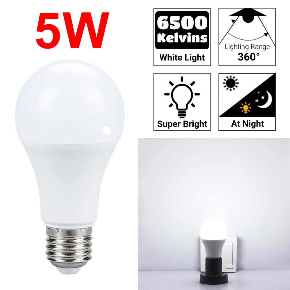 E27 Light Sensor LED lampu Bulb 5W/9W/12W Smart Lamp for Room Night Light Auto On/Off for Stair Hallway