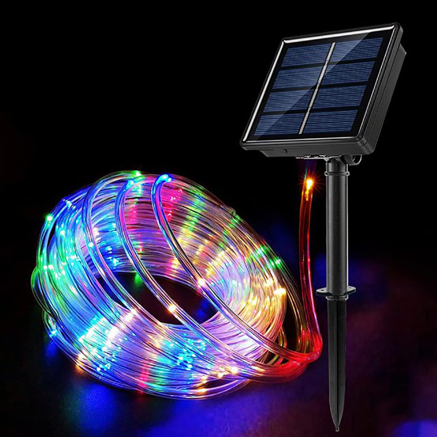Vimite Christmas Tree Light 7/12/22M Led Solar Fairy Tube Rope String Lights outdoor waterproof Christmas Decorative Lamp for New Year Wedding Street Garland House Tree Garden Light 户外太阳能装饰灯串