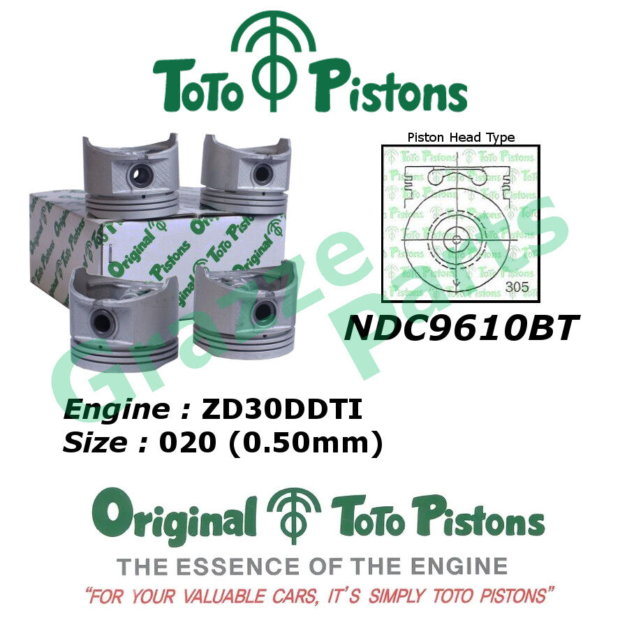 TOTO Piston Set 020 Size (0.50mm) NDC9610BT for Nissan Urvan E25 3.0 ZD30 ZD30T ZD30DD ZD30DDTI (96.